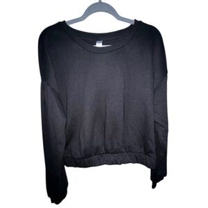 90 Degrees by Reflex Womens Black Pullover‎ Cropped Sweatshirt Size Large